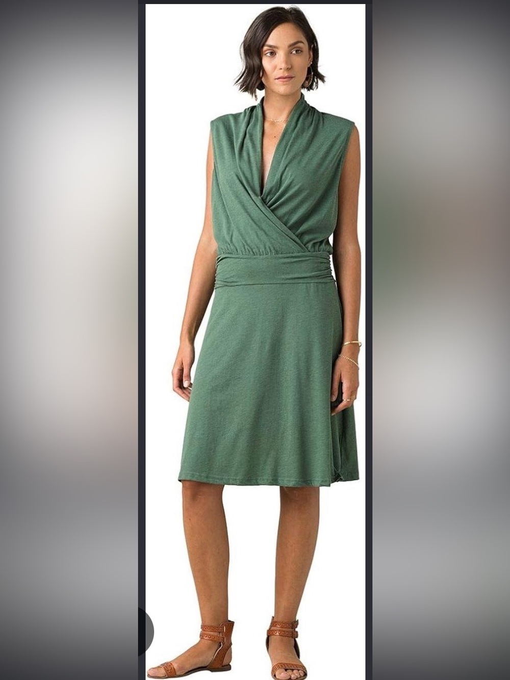 Prana Carissa Olive Green A-Line Wrap Style Dress Size M